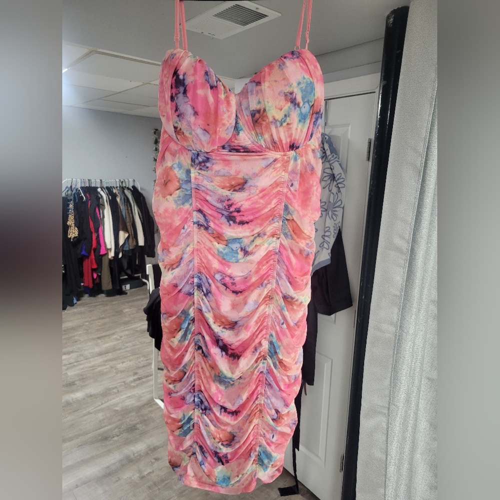 Fashion Nova Multicolor Ruched Dress